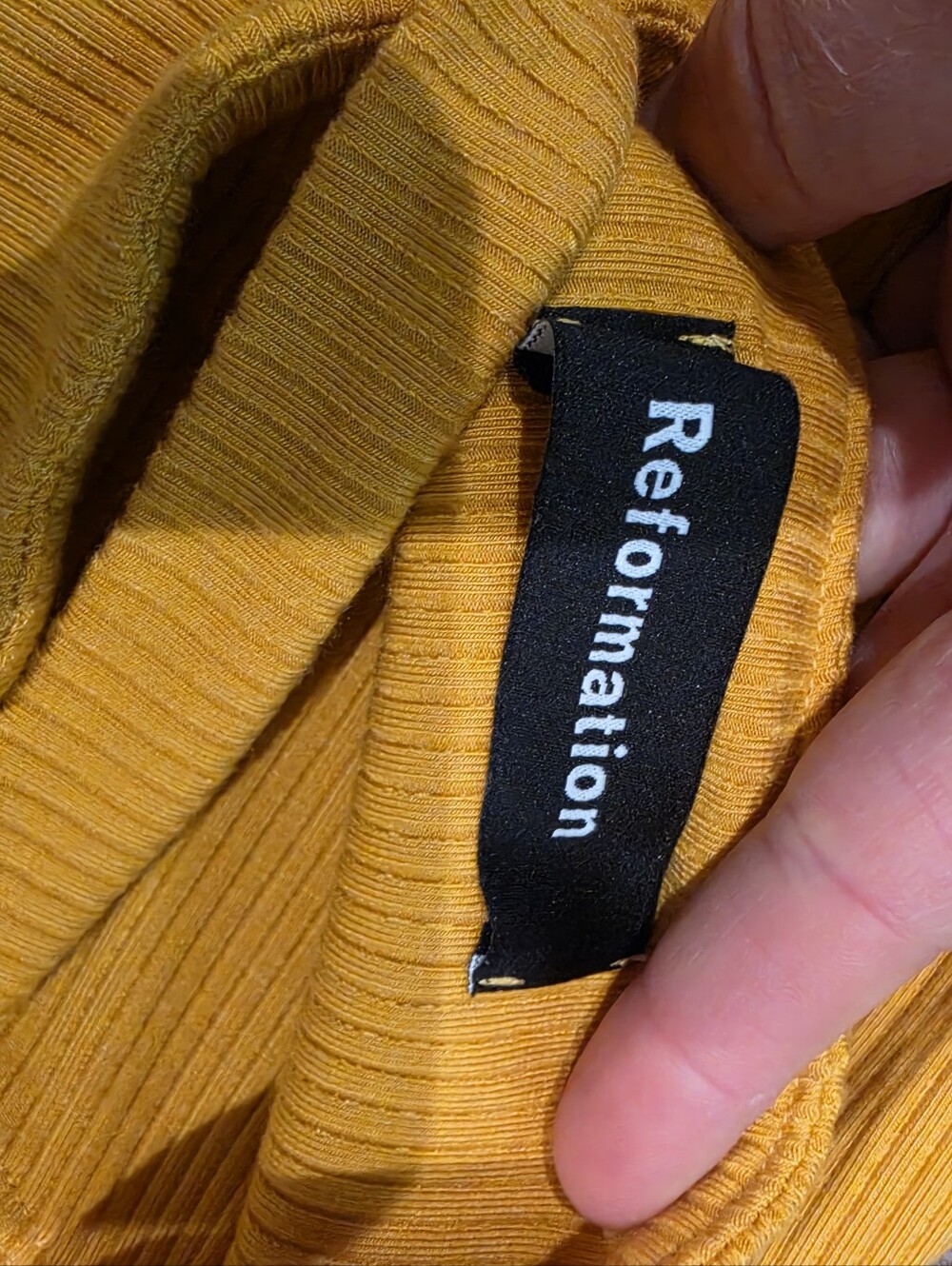 Reformation Mustard Yellow Ribbed Bustier Midi Dress Size M - Picture 5 of 8